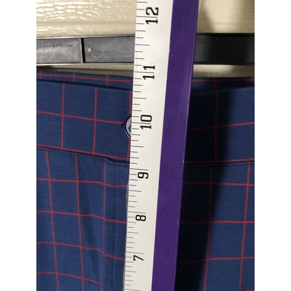 Betabrand Dress Pant Yoga Pants Blue Grid Plaid Size L Bootcut Stretch Work - Picture 5 of 8